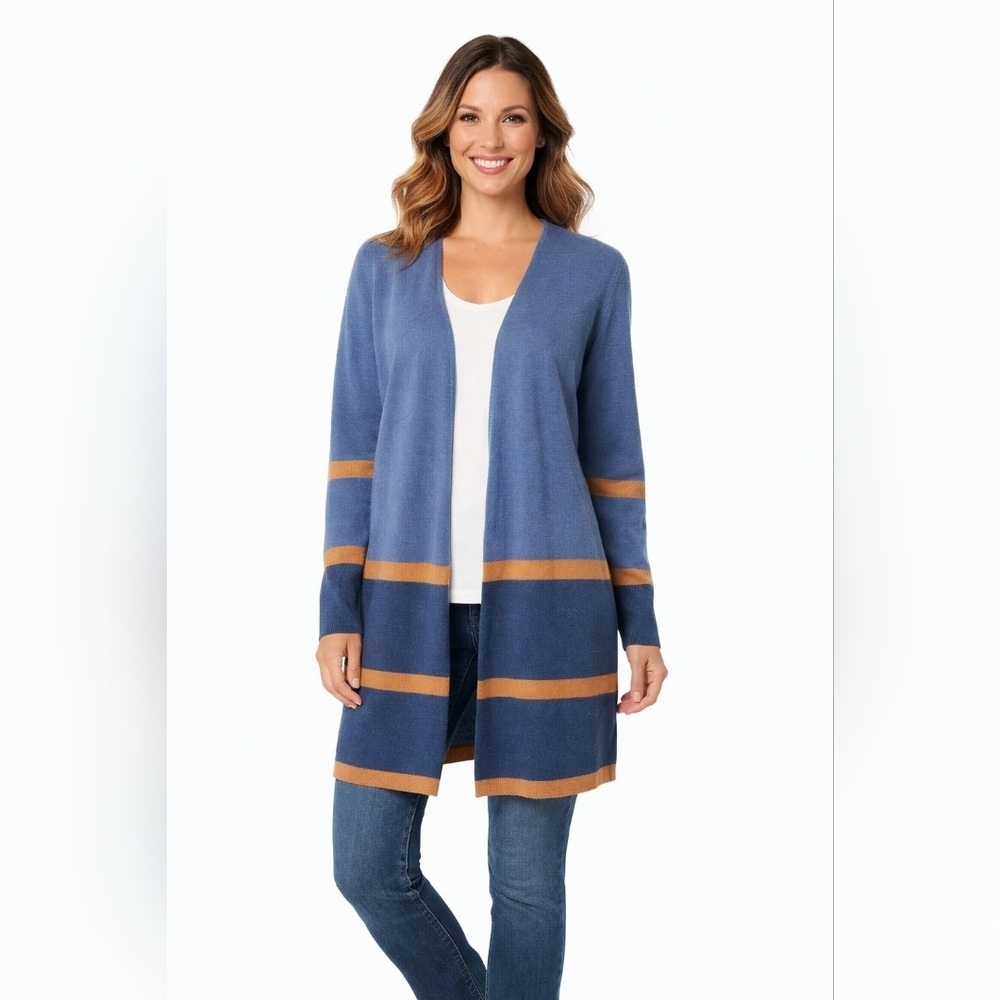 Nine West Women's Sweater Cardigan Multicolor Colorblock Size M Boho Lagenlook